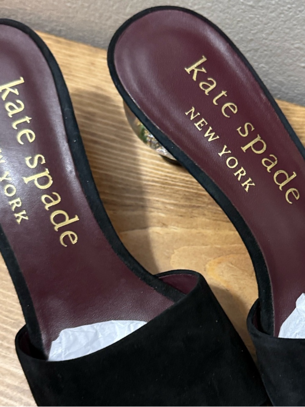 Kate Spade ♠️ Statement Suede Snow Globe Novelty Polished Slide Sandals; 8.5 - Picture 8 of 16